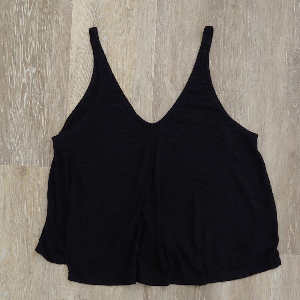 Intimately Free People Women's Black Ribbed Babydoll Tank Top Size S